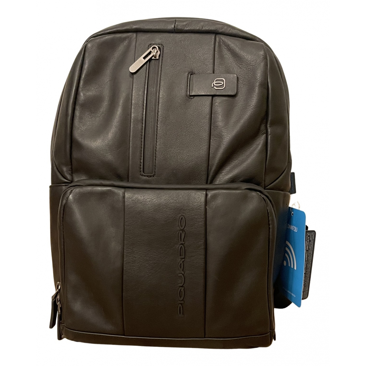 Leather backpack Piquadro Black in 